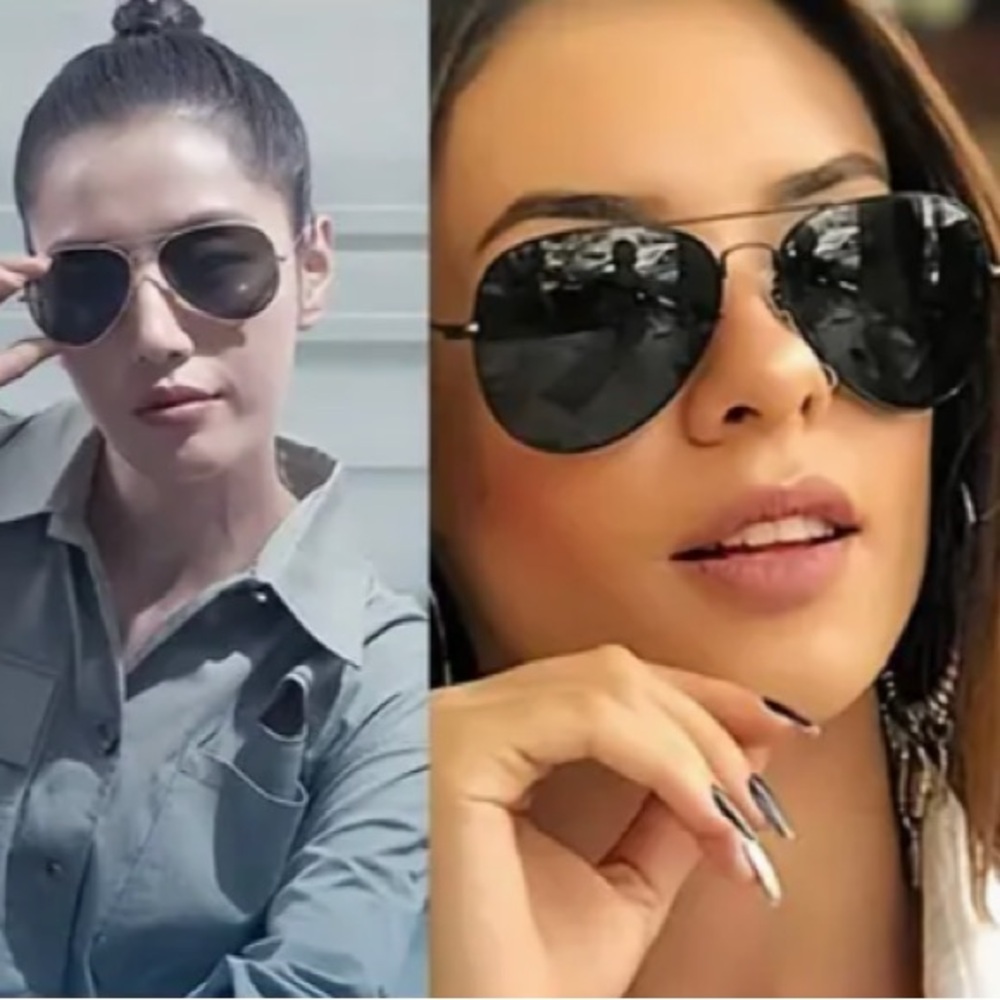 Callie Lives Miz Retro Aviator Sunglasses - Black, Silver, Brown